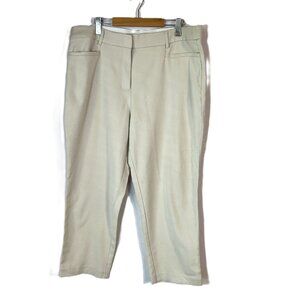 Ricki's Cropped Stretch Trousers - Khaki/Beige - Women's Size 16-Cotton blend